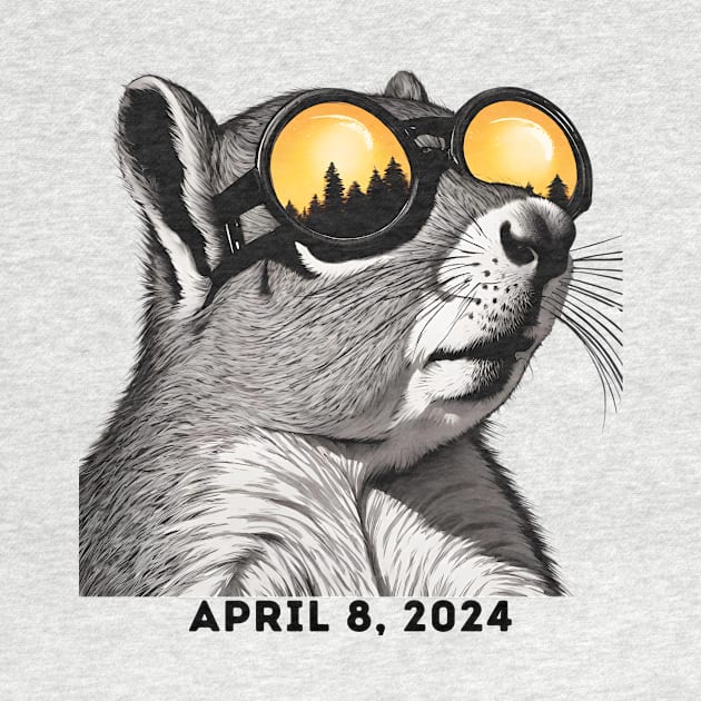 2024 Total Solar Sun Eclipse Watching Squirrel April 8 by Little Duck Designs